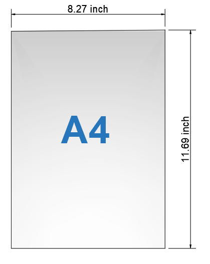 A4 size paper in inch in potrait orientation