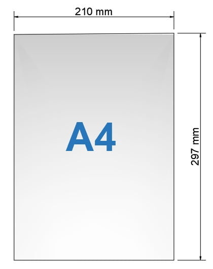 A4 Size Paper in mm in Potrait orientation